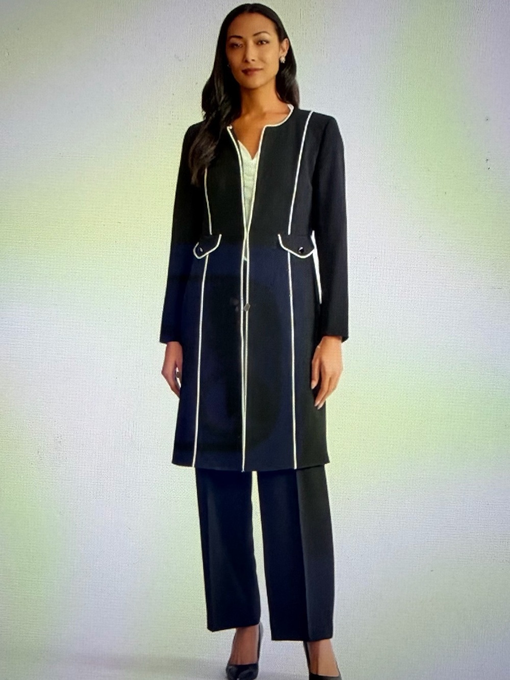 Kasper Women’s Corded Piping Trim Topper Coat Size 16
